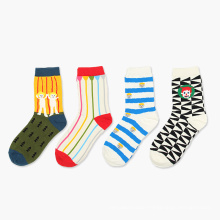 Custom wholesale  2019 new Stripe cartoon design  cute cotton   funny girls woman  happy socks